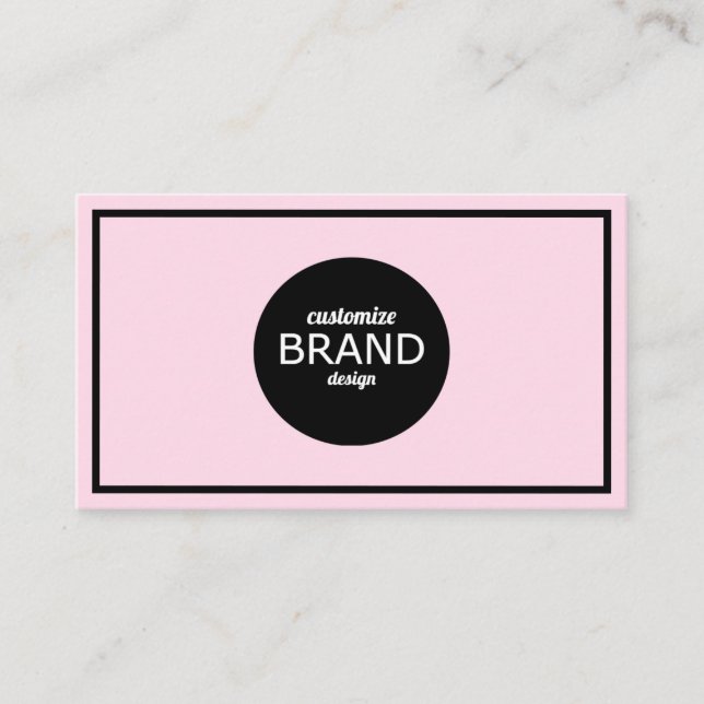 Professional Light Pink Black Border Minimalist   Business Card (Front)