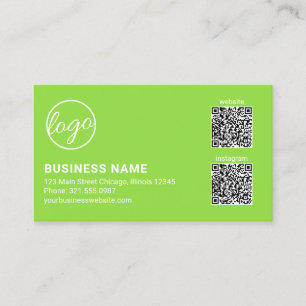 Professional Lime Green Logo QR Code Modern Business Card