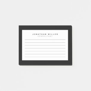 Professional Lined Black & White   Name Post-it Notes