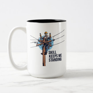 Professional Lineman Illustration Two-Tone Coffee Mug