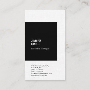 Professional linen minimalist black white plain business card