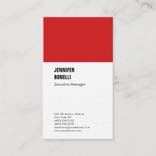 Professional linen minimalist red white plain business card