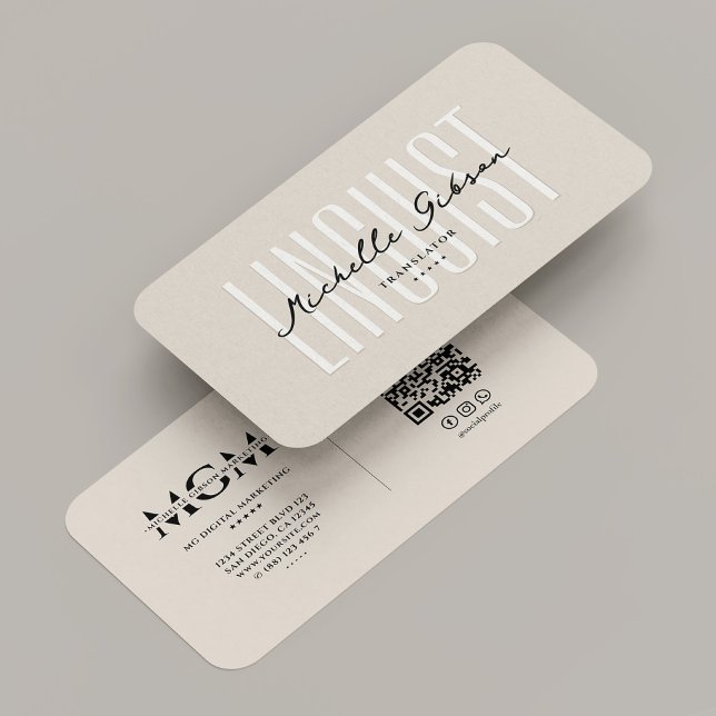 Professional Linguist Interpreter Translator Sand Business Card (Professional Linguist Interpreter Translator Sand Business Card
)