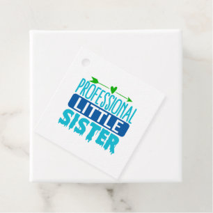 Professional Little Sister Blue Paint Drip Favour Tags