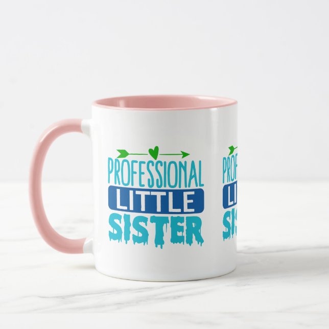 Professional Little Sister Blue Paint Drip Mug (Left)
