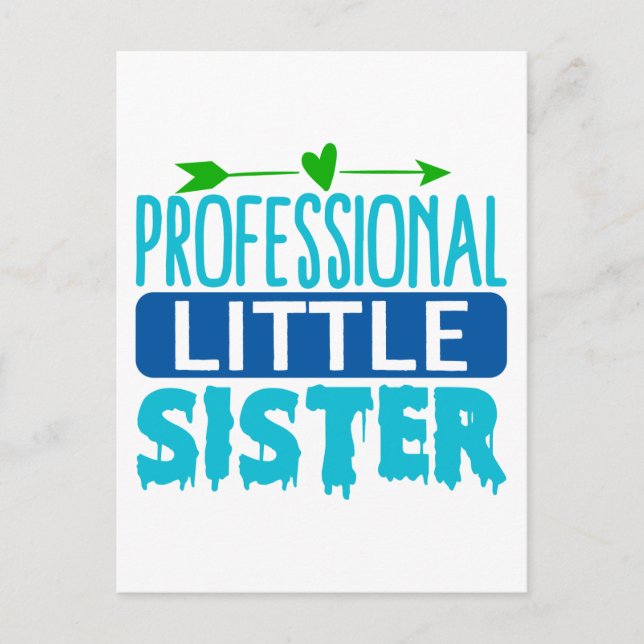 Professional Little Sister Blue Paint Drip Postcard (Front)