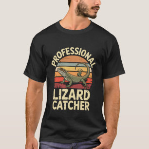 Professional Lizard Catcher Funny Retro Gecko Rept T-Shirt
