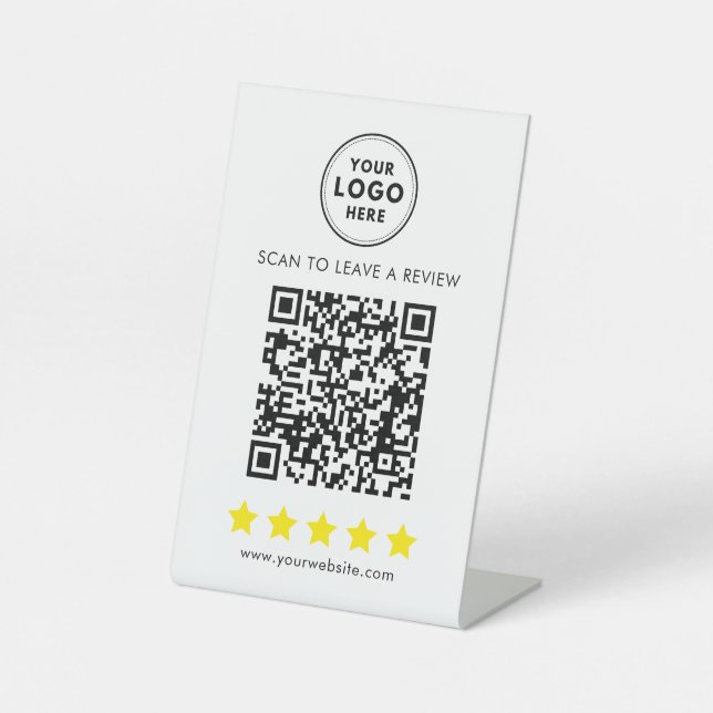 Professional Logo and QR review feedback Pedestal Sign (Front)