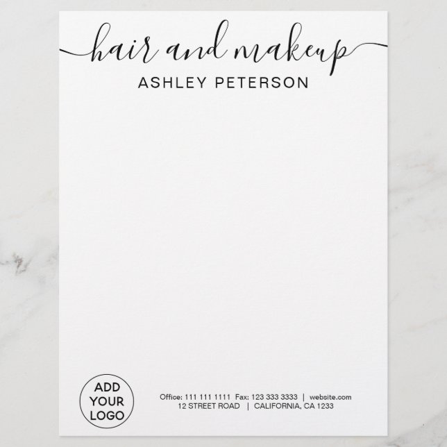 Professional logo black white simple typography custom letterhead (Front)