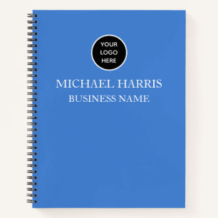Professional Logo Blue Monogram Business Notebook