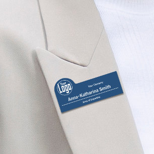 Professional Logo Business & Expertise Blue White Name Tag