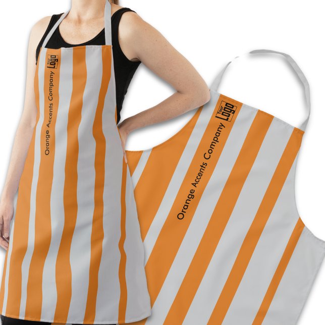Professional Logo Company Name Grey Orange Apron (Professional Logo Company Name Gray Orange Apron)