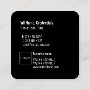 Professional Logo Elegant Modern Minimal Black Square Business Card