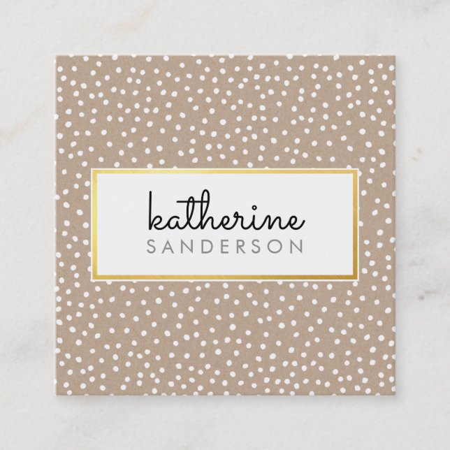 PROFESSIONAL LOGO EMBLEM modern kraft gold white Square Business Card (Front)