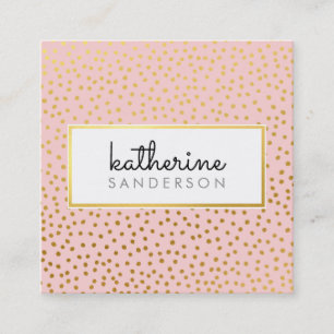 PROFESSIONAL LOGO EMBLEM modern pink faux gold Square Business Card