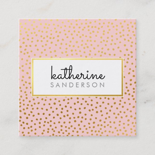 PROFESSIONAL LOGO EMBLEM modern pink faux gold Square Business Card (Front)