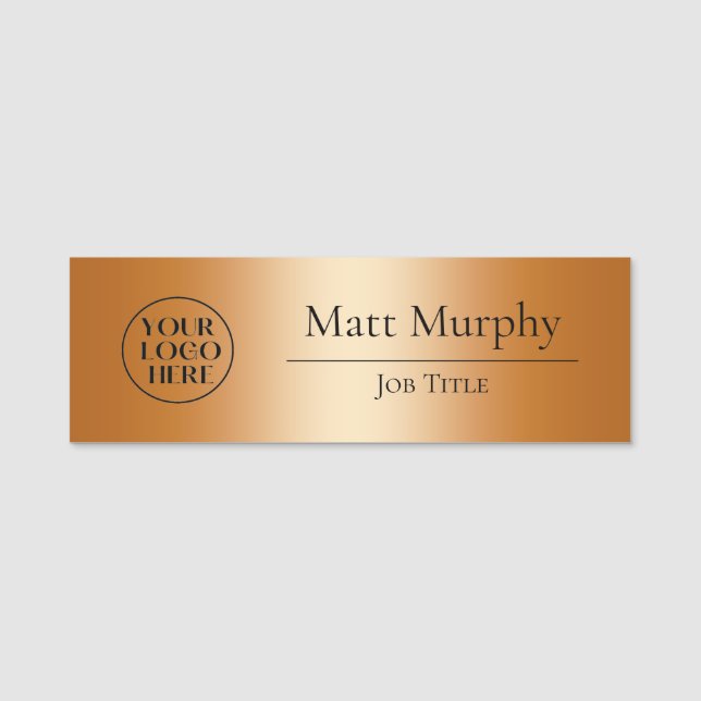 Professional Logo Employee ID Faux Copper  Name Tag (Front)
