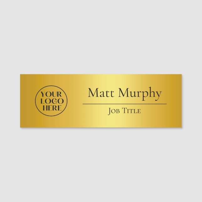 Professional Logo Employee ID Faux Gold Name Tag (Front)