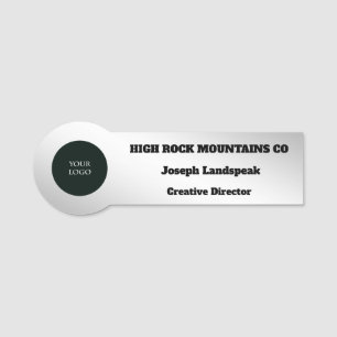Professional Logo Employee Silver Metallic Name Tag
