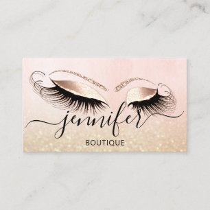 Professional Logo Makeup Artist Rose Glitter Business Card