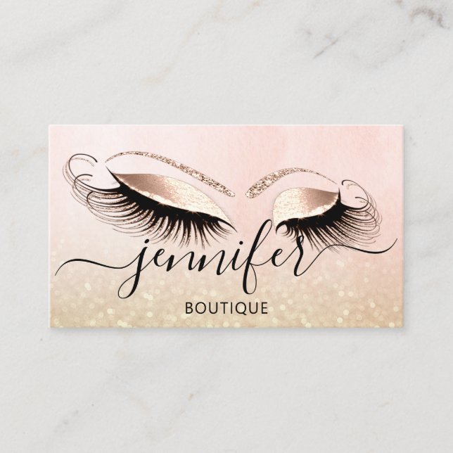 Professional Logo Makeup Artist Rose Glitter Business Card (Front)