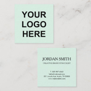 Professional Logo Minimal Modern Mint Green Square Business Card