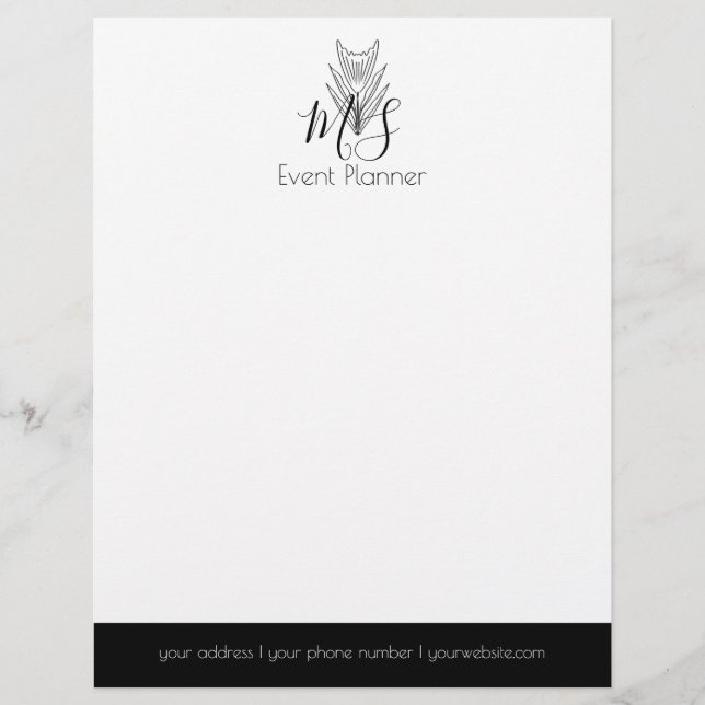 Professional Logo - Minimalist Event Planner Custom Letterhead (Front)
