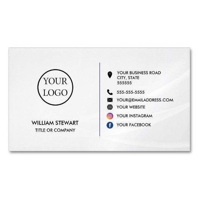 Professional Logo Minimalist Social media Website Magnetic Business Card (Front)