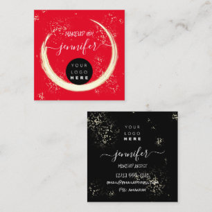 Professional Logo  Nails Beauty Hair Black Red Square Business Card
