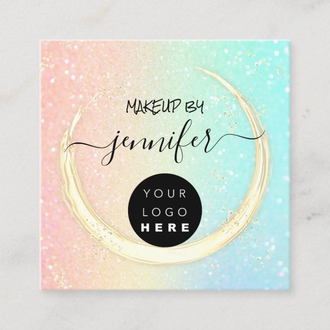 Professional Logo  Nails Beauty Hair Ombre Glitter Square Business Card (Front)