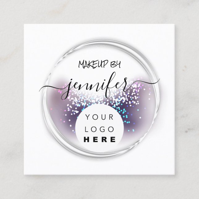 Professional Logo Nails Beauty Hair White Abstract Square Business Card (Front)