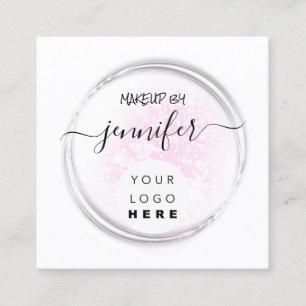 Professional Logo Nails Beauty Hair White Pink Square Business Card