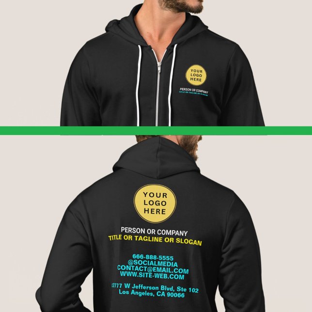 Professional Logo & Name & Slogan | Front and Back Hoodie (Professional Custom Logo Hoodie
)