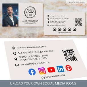 Professional Logo Photo Social Media QR Code Business Card