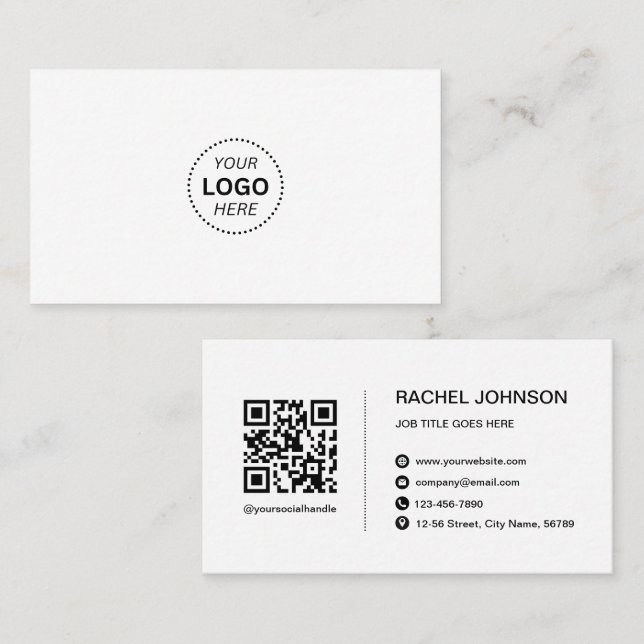 Professional Logo QR Code Modern Business Card (Front/Back)