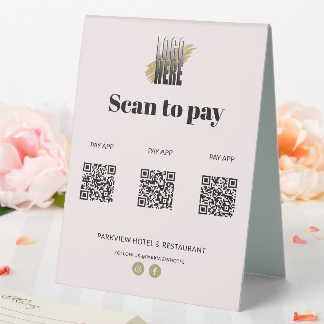 Professional Logo Scan to Pay Apps 3 QR Code Blush (In SItu (Wedding))