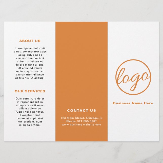 Professional Logo Simple Orange Trifold Brochure (Front)