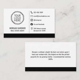 Professional Logo Social Media Icons Real Estate Business Card