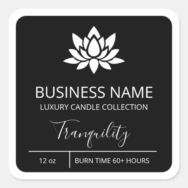 Professional Lotus Black Soy Candle Product Labels (Front)
