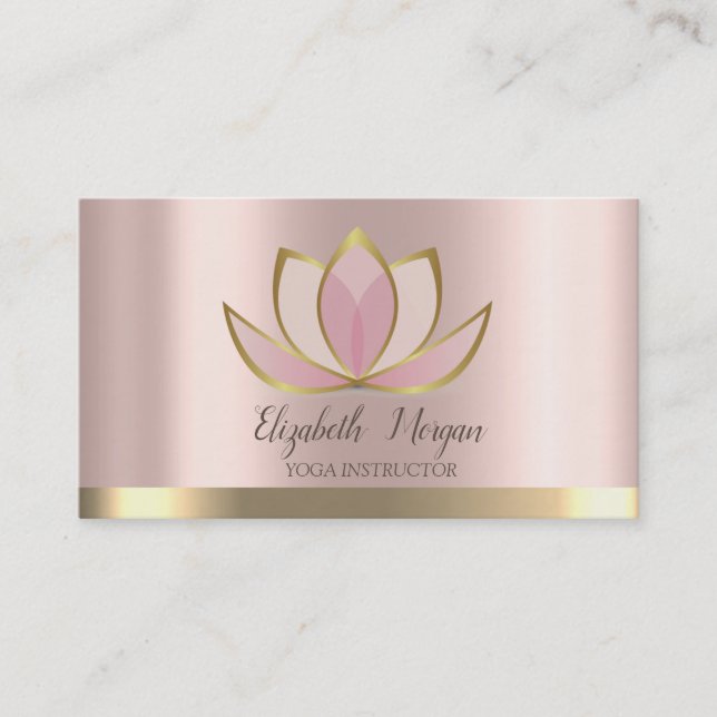 Professional Lotus Gold Stripe Yoga Business Card (Front)