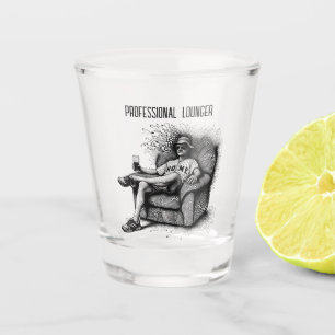 Professional Lounger Black White Ink Personalised Shot Glass