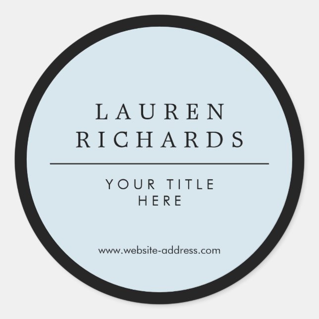 Professional Luxe Black and Blue Classic Round Sticker (Front)