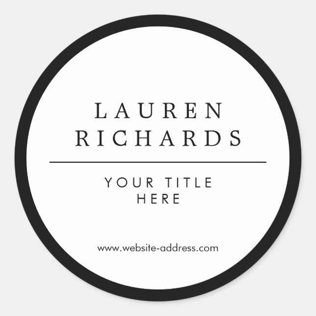 Professional Luxe Black and White Classic Round Sticker (Front)