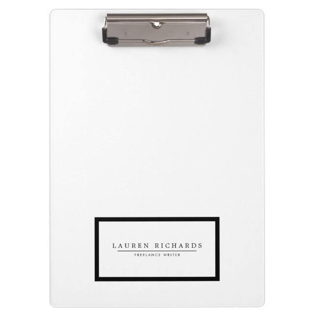 Professional Luxe Black and White Personalised Clipboard (Front)
