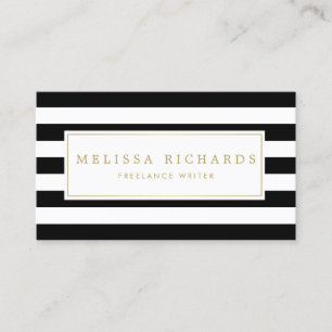 Professional Luxe Black and White Striped Business Card