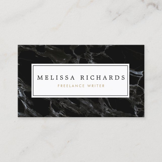 Professional Luxe Black Marble Business Card (Front)