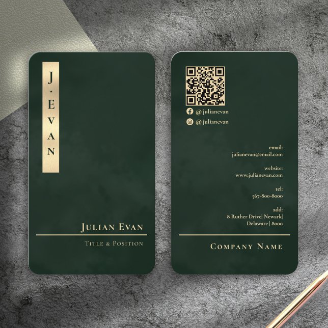 Professional Luxe Emerald Green Gold Business Card (Professional Luxe Emerald Green Gold Business Card)
