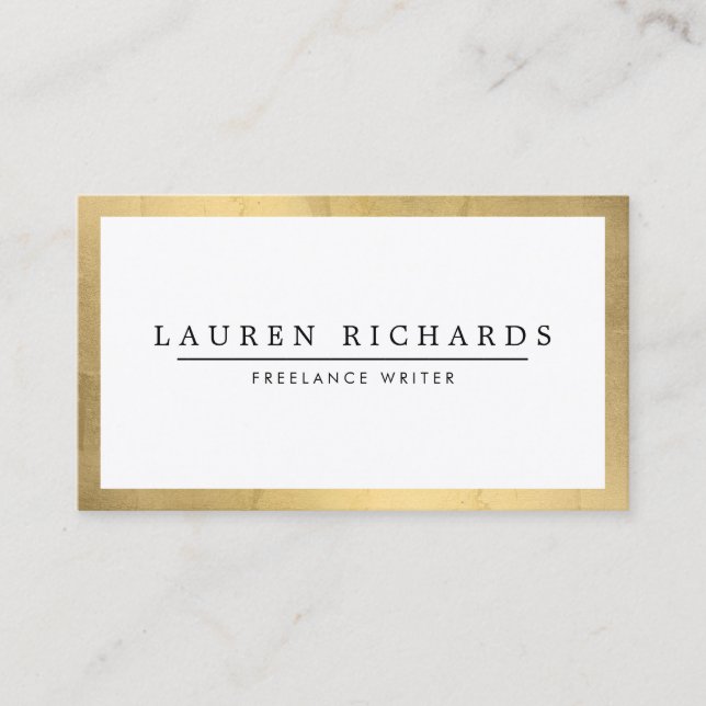 Professional Luxe Faux Gold and White Business Card (Front)
