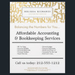 Professional Luxe Faux Gold Numbers Accountant Flyer<br><div class="desc">This professionally designed flyer template perfectly coordinates with the matching business cards and stationery for an elevated aesthetic for your accounting or financial services business. An abstract pattern of overlapping faux gold numbers creates an intriguing design motif in the background. Customise the fields with your own promotion or offering. Original...</div>