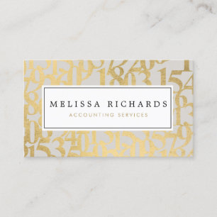 Professional Luxe Faux Gold Numbers Accountant II Business Card